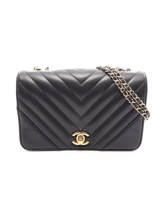 Chanel Handbags - Chanel Shoulder Bag Stitch Chezblanc Fullflap Black Lambskin Chain